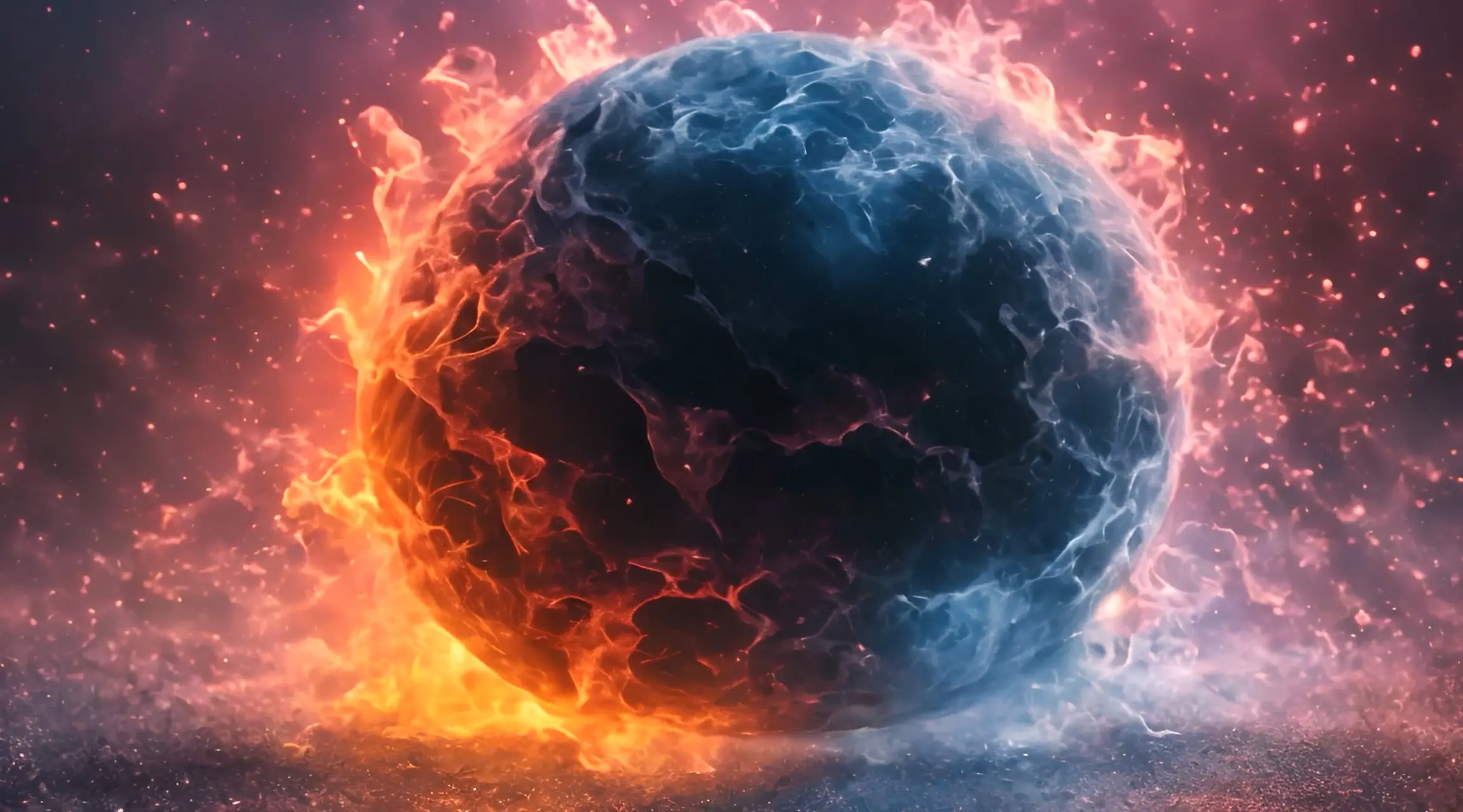 Fire and Ice Sphere Elemental Contrast Backdrop